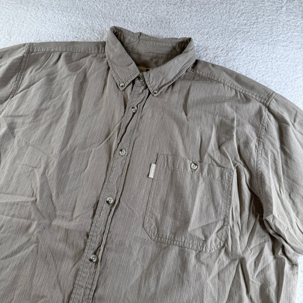 Woolrich Button Down Shirt Mens XXL Tan Excellent Short Sleeve Cotton 6242